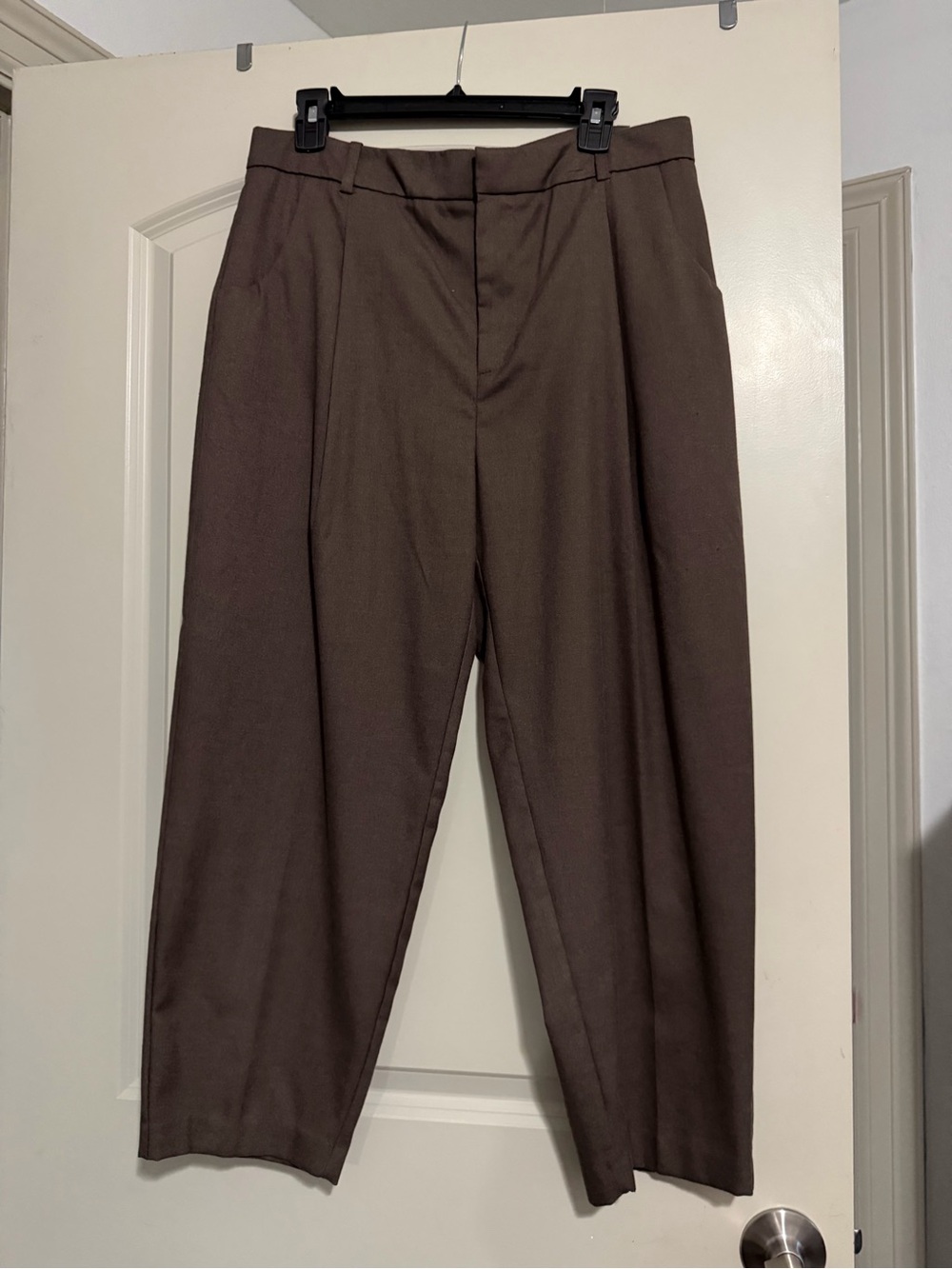 Zara Brown High-Waist Tailored Trousers